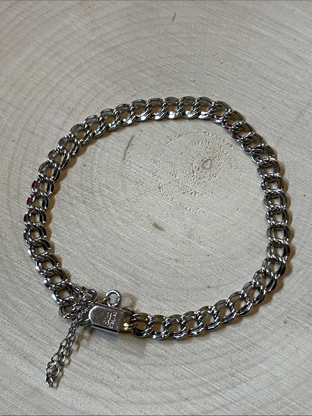 Elco Sterling Silver Double Curb Chain Bracelet with safety chain